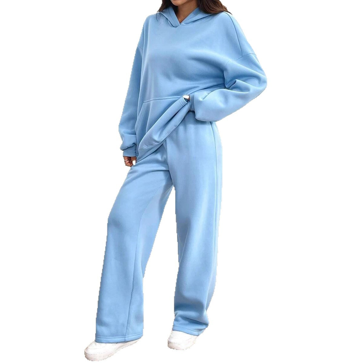 Дамски ежедневен топъл комплект с качулка и панталон