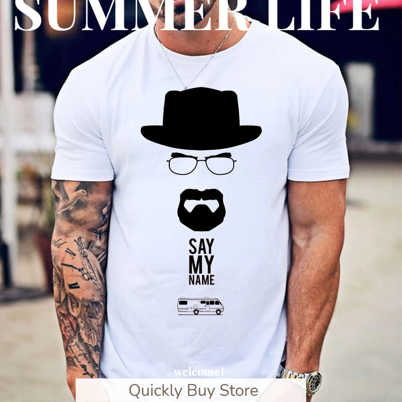 Graphic T Shirts for Men Clothing Novelty Breaking Bad Y2k T Shirt Man Leisure Mike Ehrmantraut Heisenberg TV Show Tshirt Men's