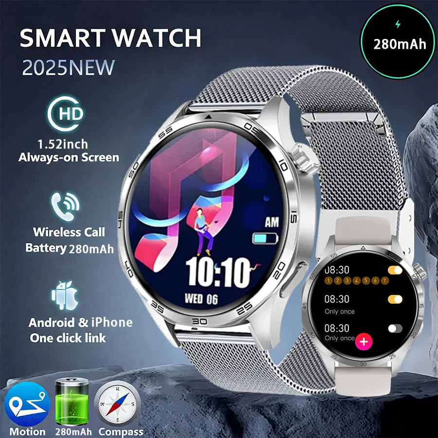 Men's Smart Watch 1.52" HD AMOLED Display 110+ Sport Modes 24/7 Heart Rate Sleep Monitor IP68 Waterproof Fitness Tracker