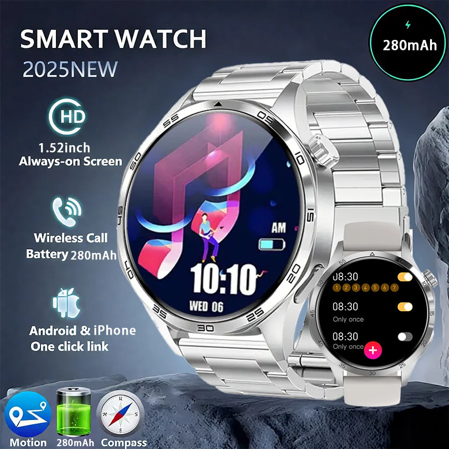 Men's Smart Watch 1.52" HD AMOLED Display 110+ Sport Modes 24/7 Heart Rate Sleep Monitor IP68 Waterproof Fitness Tracker