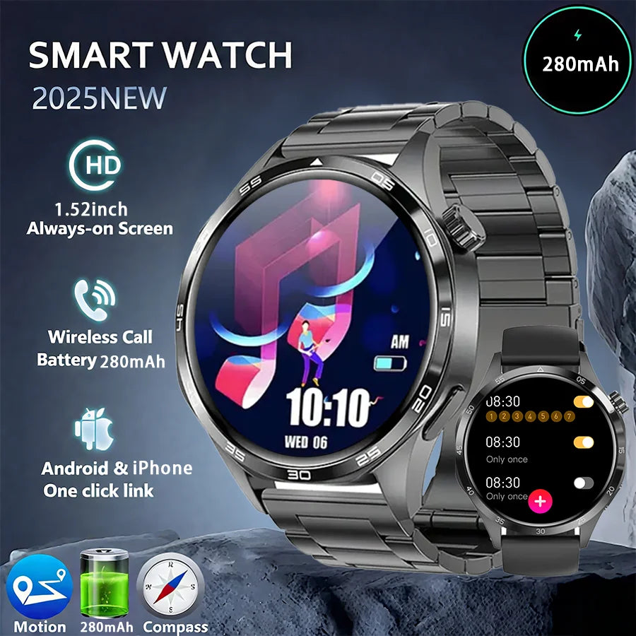 Men's Smart Watch 1.52" HD AMOLED Display 110+ Sport Modes 24/7 Heart Rate Sleep Monitor IP68 Waterproof Fitness Tracker