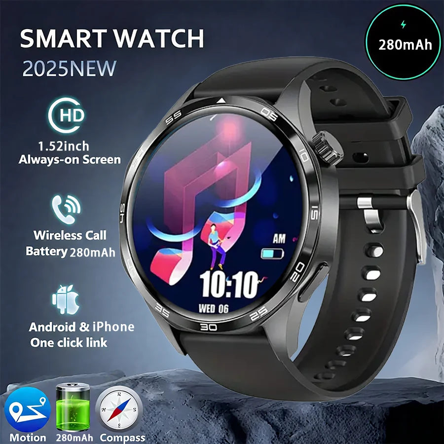 Men's Smart Watch 1.52" HD AMOLED Display 110+ Sport Modes 24/7 Heart Rate Sleep Monitor IP68 Waterproof Fitness Tracker