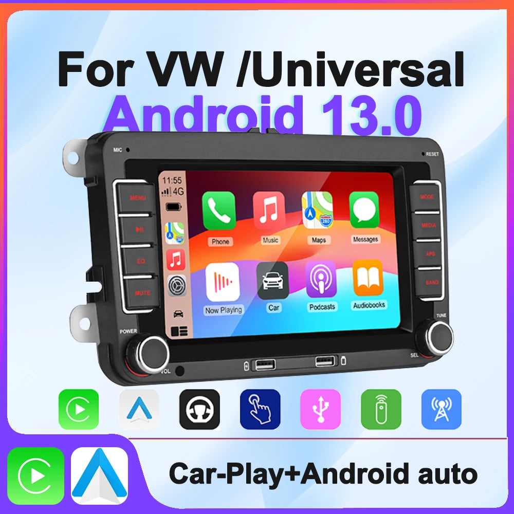 Carplay Android Auto Car Radio for Volkswagen Golf 5 6 Polo Passat B6 B7 CC Skoda Jetta Universal Multimedia  for Carplay Auto S
