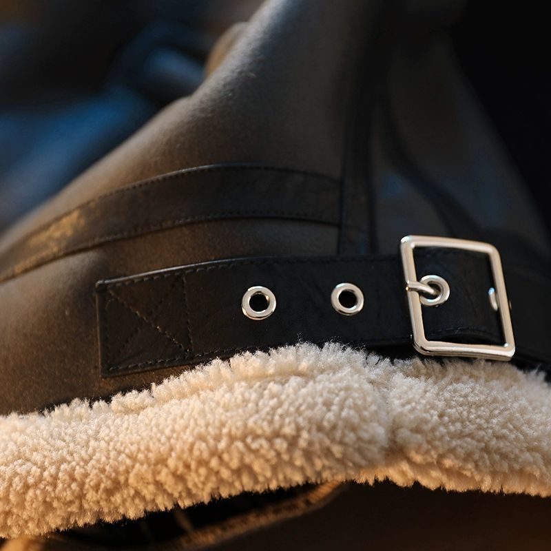 Мъжко зимно поларено кашмирено кожено палто